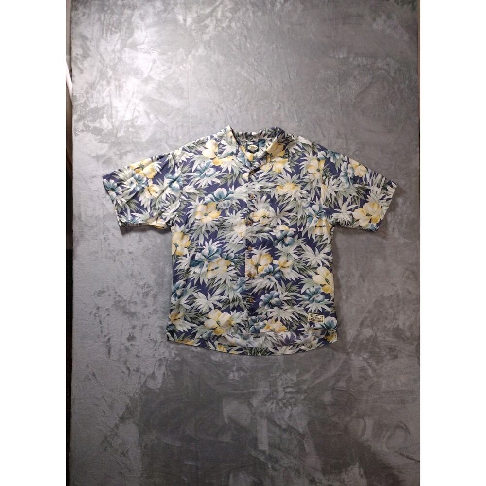 Vtg Tommy Bahama Shirt Mens M Yellow Floral Short Sleeve Hawaiian Dadcore Beach